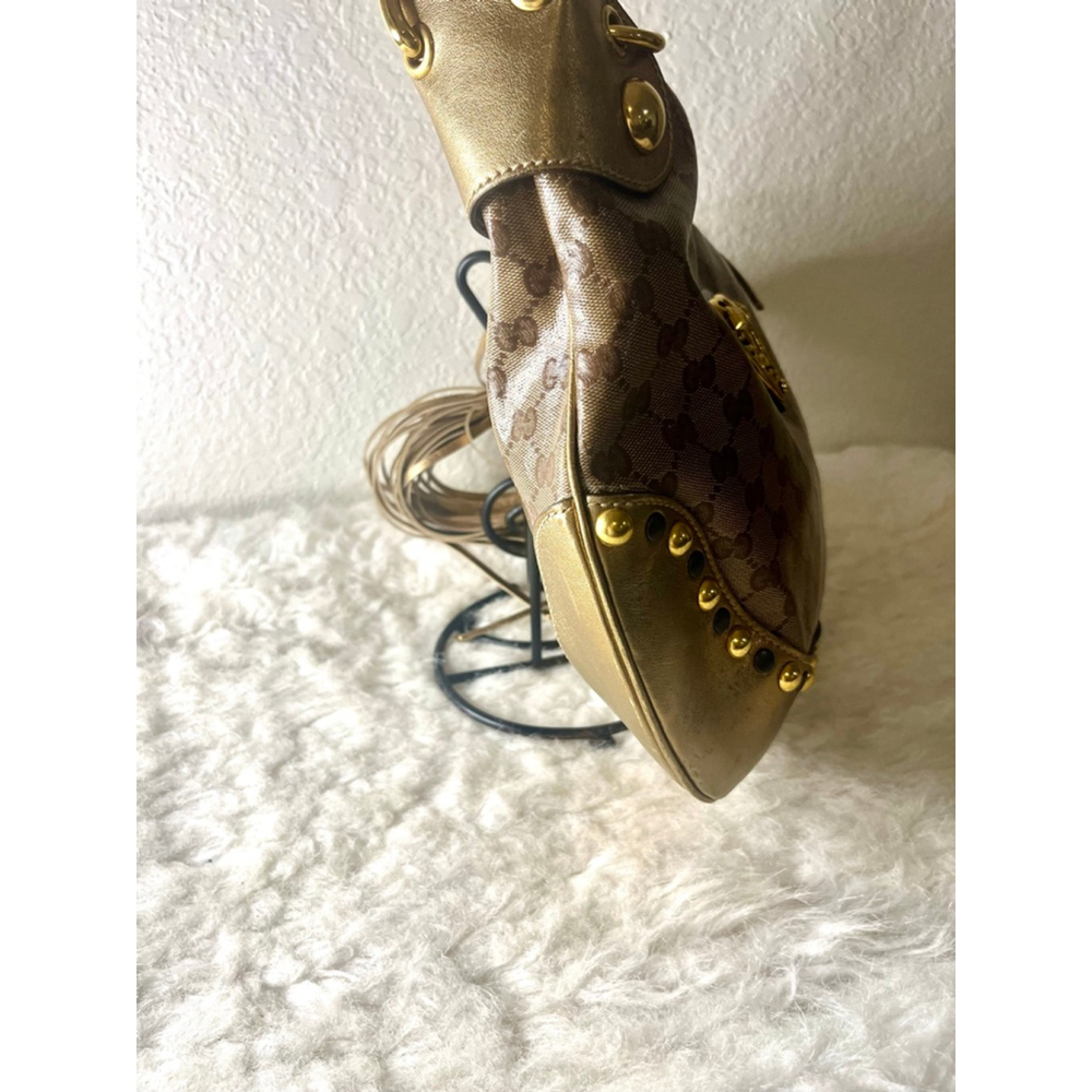 Gucci GG Signature and Studded Metallic Leather Babouska Hobo Bag. - Picture 8 of 14